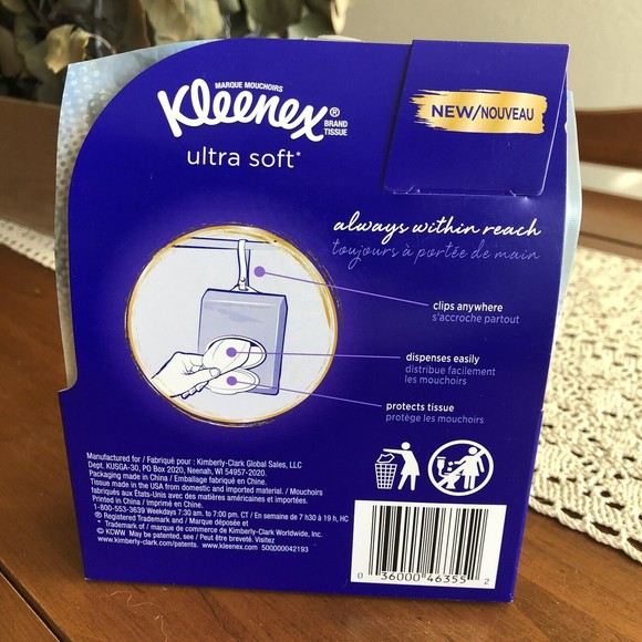 4-Pack Kleenex Tissues Go-Anywhere Packs w/ Strap, Car, Auto, Office, Tr… - Picture 4 of 4
